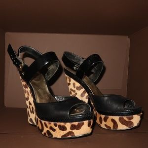Guess Black and Cheetah Block Heel